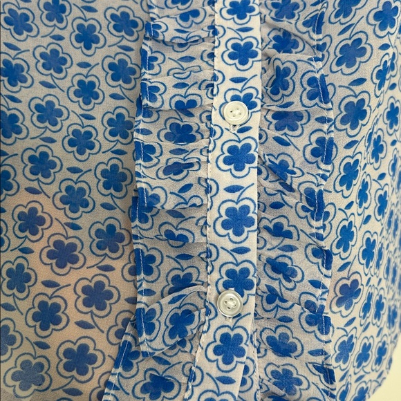 BODEN Blue Floral Button Down Sleeveless Blouse Size 6 - Picture 8 of 16
